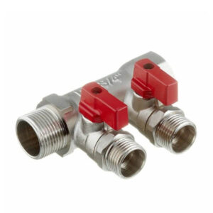 Коллектор регулирующий с отсекающими кранами 3/4"x1/2" - 2 выхода Valtec VTc.580. N.0502