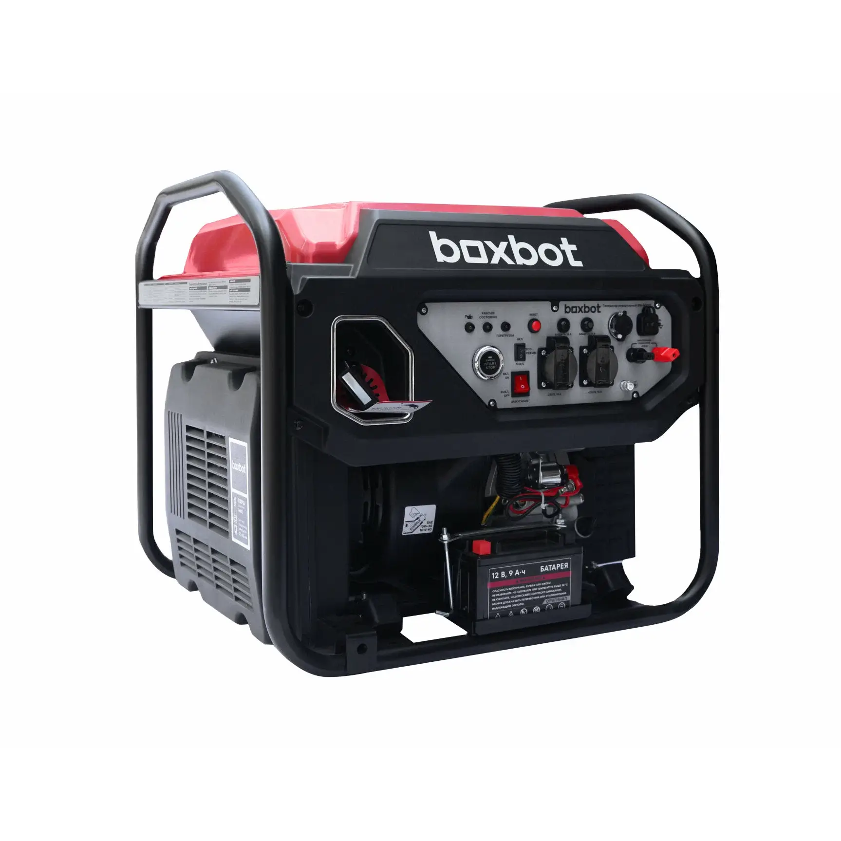 Генератор инверторный BOXBOT BGI-8000E, 8 кВт, Запуск с пульта, 2 розетки 16А, USB, Клеммы ~230В, Reset, АВР, ЭКО-режим, Параллельное соединение