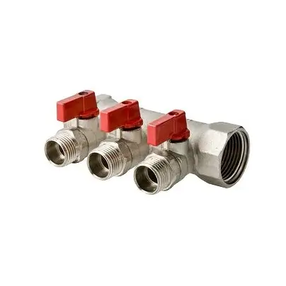 Коллектор с кранами 3 выхода х 1х 1/2 НР (1/20) Valtec VTc.580. N.0603