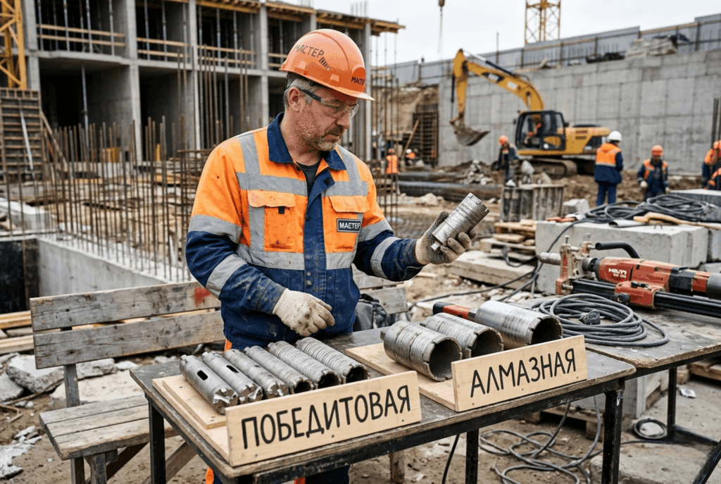 Выбор коронки для разных типов бетона