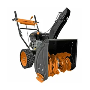Бензиновый снегоуборщик CARVER STG 7056 (7.0 л. с, 56x43, 6F/2R, выброс до12 м, колеса 14") оранжевый